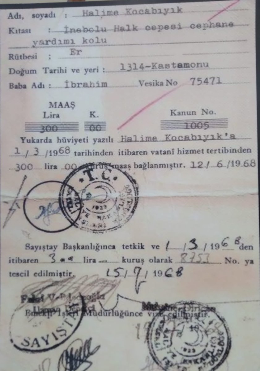 avukatozbek's tweet photo. Halime Çavuş, İnebolu- Kastamonu -Ankara hattında kağnısıyla cephane taşıdı. Vatani hizmet tertibinden bağlanan 300 TL maaşıyla, öğrencilere burs verdi. 

Vatana ihanetin ödülünü döviz cinsinden alanlara ibret olsun! https://t.co/hhgtdIxwpx