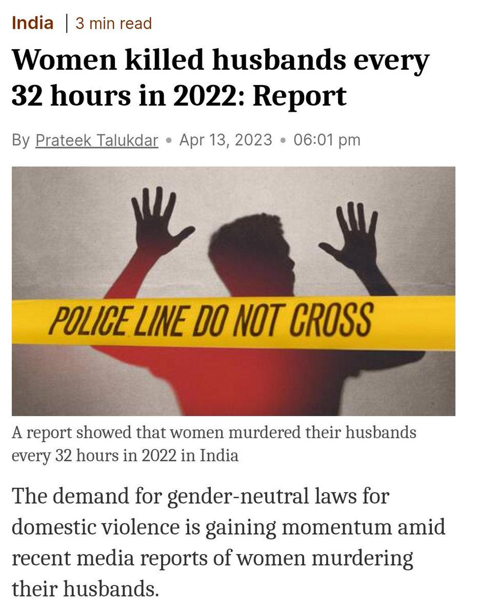 Ambar_SIFF_MRA's tweet photo. One more #HusbandMurder due to adultery. Every 32 hours a husband is murdered by his wife in India. 
But law makers are busy giving freebies to women and #CJI keeps parroting western concepts of feminism every chance he gets. https://t.co/wVfaqIh40n