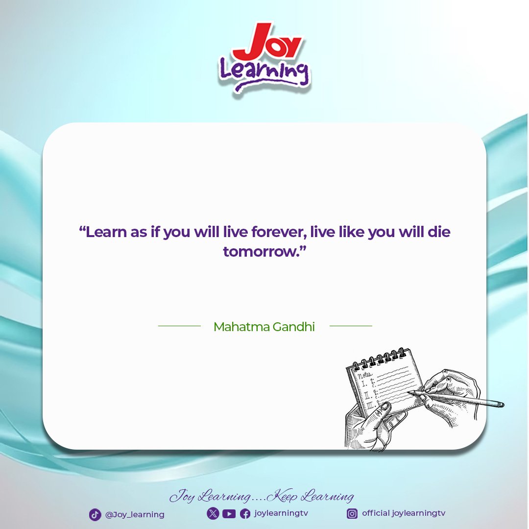 JoyLearningTV's tweet photo. Good morning, Lovely Joy Learners🤗☀️. 

Let us be reminded of the essence of perpetual learning today, and to never stop learning! 🤗

Do have a fruitful day! 

#motivationalquote #joylearning https://t.co/VwkSajwRhr