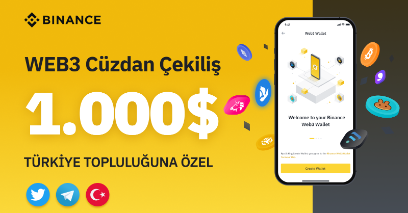 Binance_Turkish's tweet photo. Sadece Türkiye 🇹🇷 Topluluğumuza Özel 1.000$ #USDT #GIVEAWAY

🔸Takip: @Binance_Turkish &amp; @BinanceTR
🔸Bu paylaşımı #BinanceWeb3Cüzdan etiketiyle alıntılayarak paylaşın
🔸Katılın https://t.co/P4Jv9tOhXQ &amp; https://t.co/jxwiya1MsK
🔸Formu doldurun⬇️
https://t.co/no0T4RZvRY