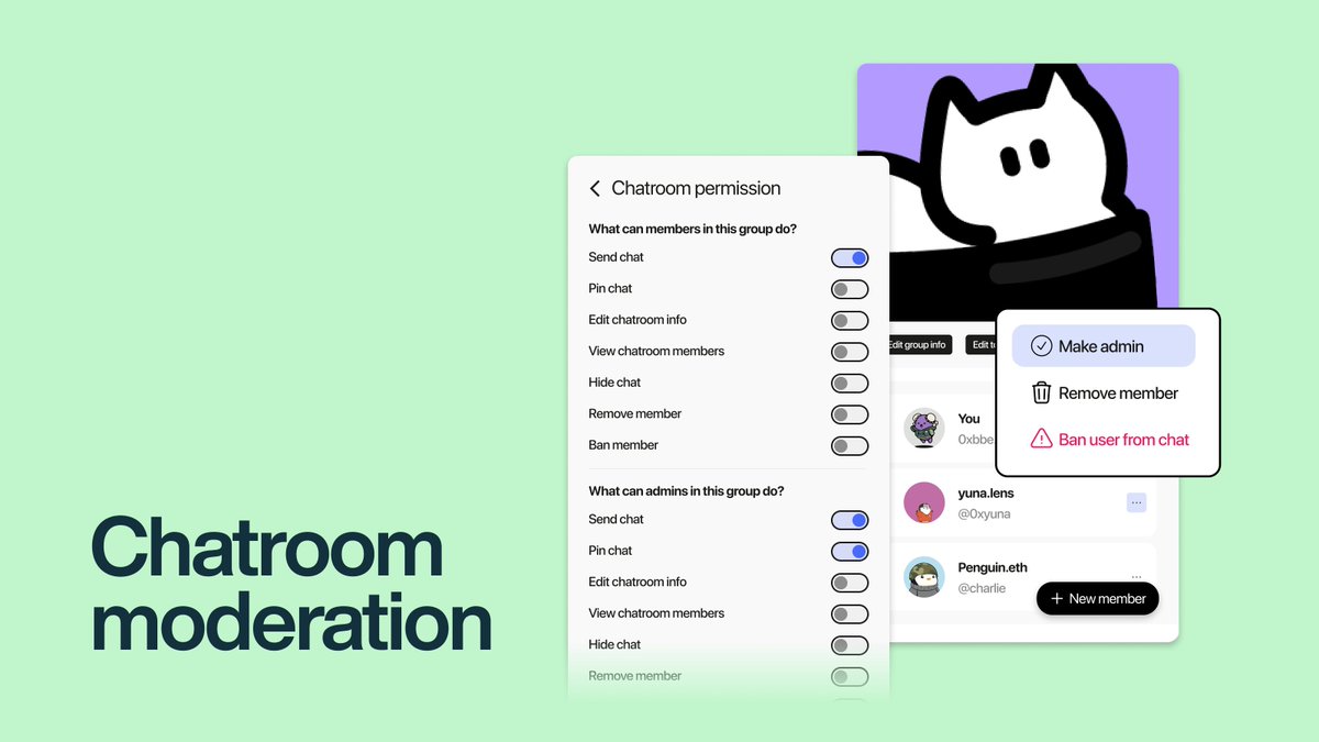 beoble_official's tweet photo. Feature update 🎉: You can now add or remove admins, allow members to ban spammers, and much more with our advanced permission control.

#beoble #SocialFi https://t.co/GH4BSi4s4e