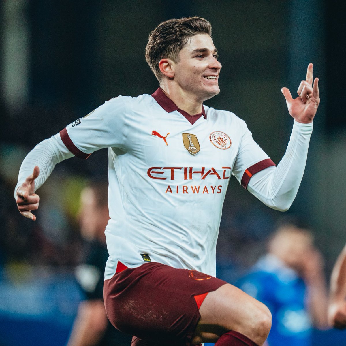 ManCity's tweet photo. .@julianalvarezzz, the only player to wear the World Champion badge at both club and international level! 👏🇦🇷 https://t.co/q2Z8JJ2qw8