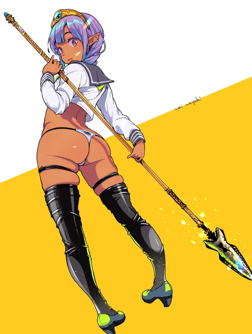 #今年も残りわずかなので今年一番伸びたのを貼る褐色エルフちゃんでした 