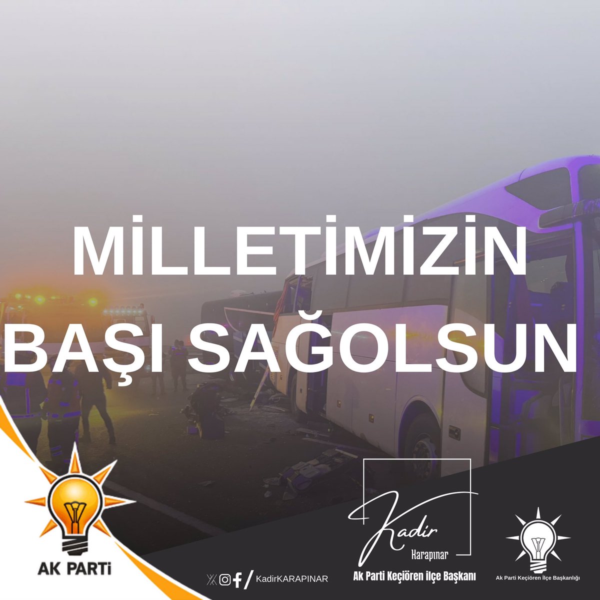 Kuzey Marmara Otoyolunun Sakarya mevkiinde meydana gelen zincirleme trafik kazasında hayatını kaybeden vatandaşlarımıza Allah'tan rahmet, yaralı vatandaşlarımıza acil şifalar dileriz. 

#Sakarya