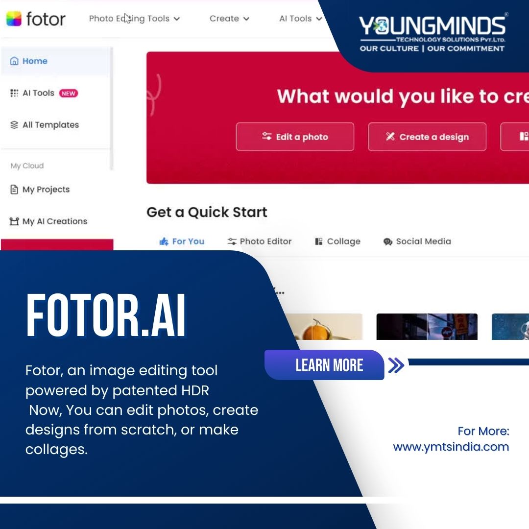 ✨ Elevate Your Creativity with Fotor! 🎨✂️ Unleash the power of patented HDR in this amazing image editing tool. 
#FotorMagic #ImageEditing #DesignGenius #CollageCreator #HDRPower #CreativeExpression #ymtsindia ✨🖼️