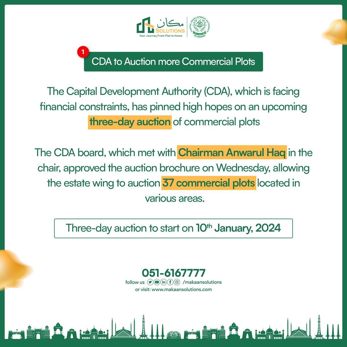 MakaanSolutions's tweet photo. CDA Opens Bidding for Commercial Plots.

#CDA #commercialrealestate #Islamabad https://t.co/HFcA0e2eIn