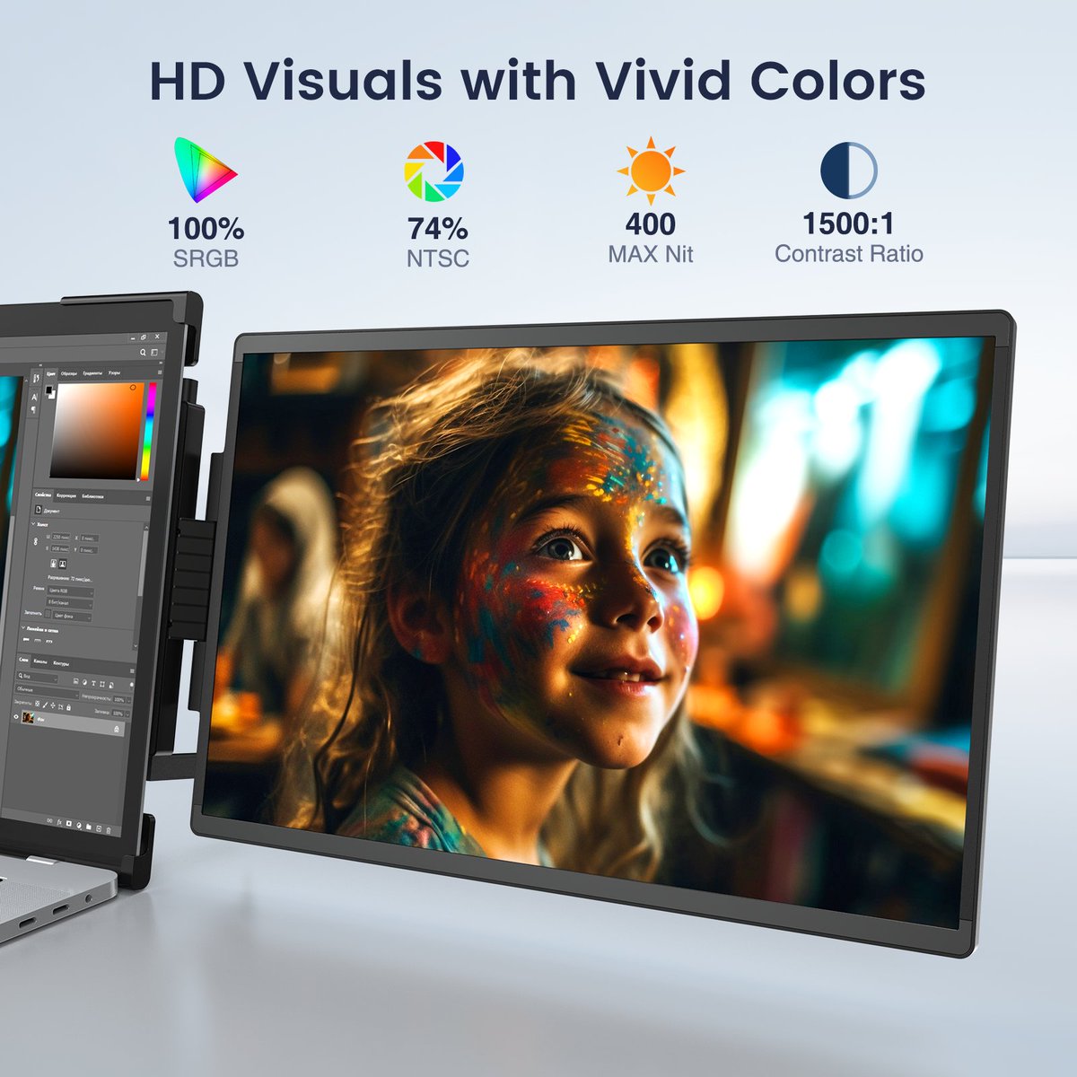 LiminkMonitor's tweet image. Boost your screen real estate with vibrant colors on the go! Llimink's portable monitors are your ticket to a broader vision, anywhere. 

#limink #brightdisplays #colordepth #mobileworkstation #productivityhack #techsavvy #creativeprocess #workflexibility #outdoorworking