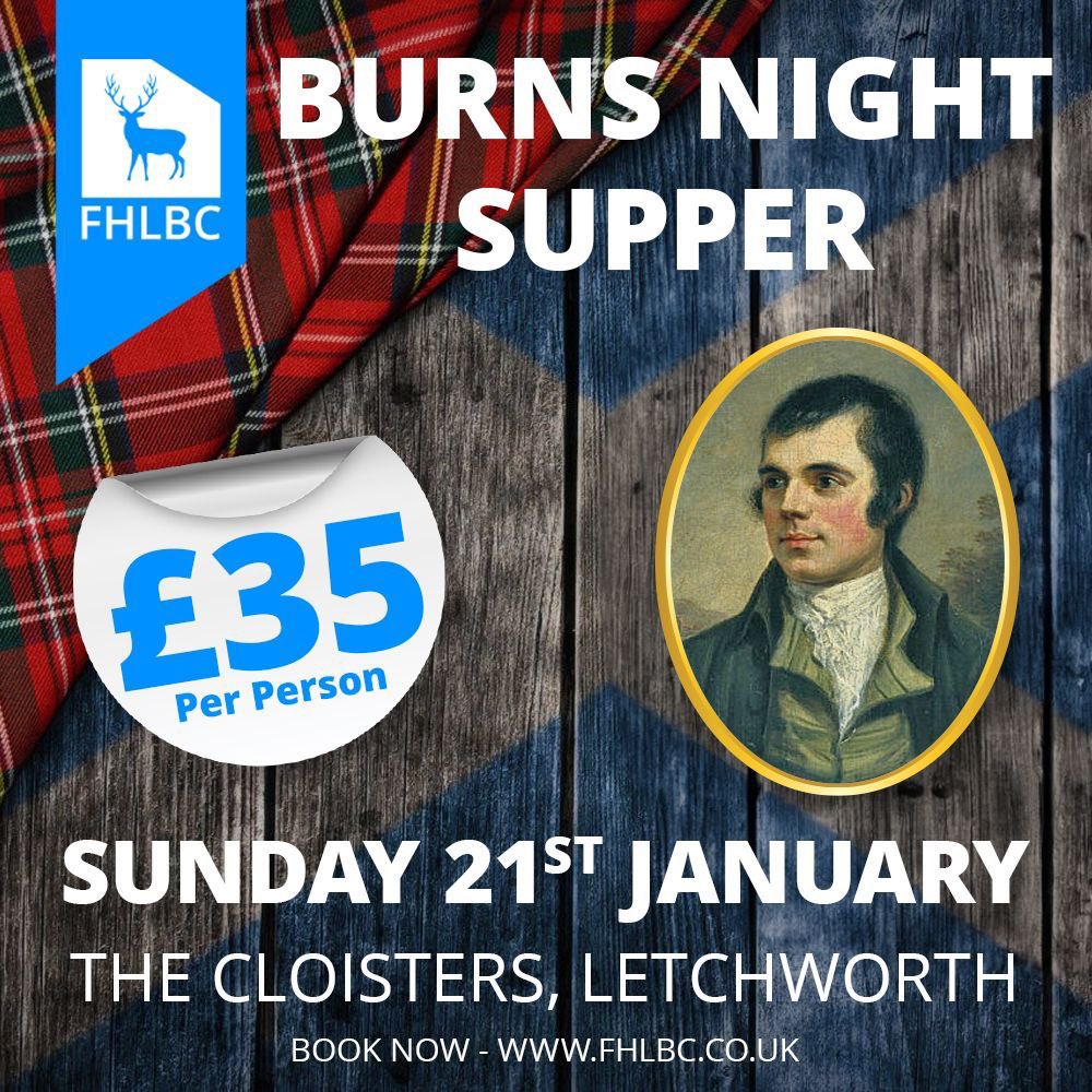 FHLightBlueClub's tweet photo. On Sunday 21st Jan 24 the #FHLBC will be hosting our annual Burns Night Dinner @TheCloistersLGC 
All Club members, their partners, friends, family and members of the Province of Hertfordshire &amp; other #Freemasons are welcome.

https://t.co/ZMBKiHpFoj

@pglherts 
#HappyHerts https://t.co/KJtSW8DV6s