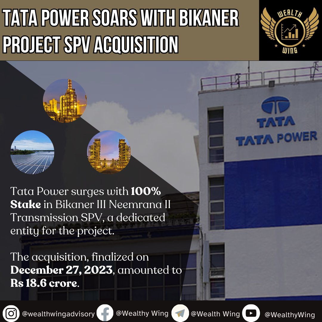 Empowering Growth: Tata Power's Remarkable Surge with Bikaner Project SPV Acquisition. 💡⚡
.      
.        
.           
.            
.            
Turn on post notifications for more📷

#TataPower #StrategicAcquisition