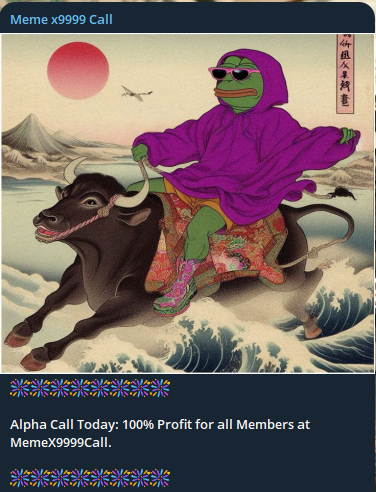 Meme_x9999's tweet photo. Alpha Call Today: 100% Profit for all Members at MemeX9999Call
https://t.co/eAS105G5i2

🕐1:00 PM (UTC)🕐

MemeX9999 Call = 100% Win  
#memex9999 #memex9999call #memecoins https://t.co/eXCpJHJkre