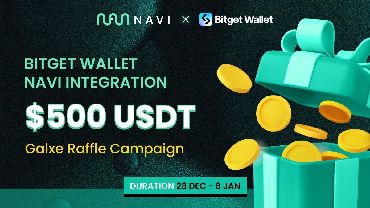 $500 USDT Giveaway - Bitget Wallet x NAVI Collab!

Following the recent integration of <a href="/BitgetWallet/">Bitget Wallet 🩵</a> in the NAVI protocol, we are launching this raffle giveaway to reward both communities!

🪐 galxe.com/naviprotocol/c…

🏆 50 lucky winners will equally share a prize pool of $500