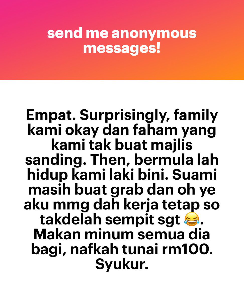Rezeki husband mai lepas kahwin. Jarang dengar perempuan stay even laki tu takda apa.