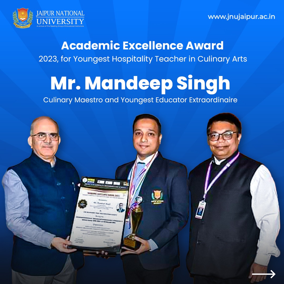 JAIPURJNU's tweet photo. A Moment of Pride! A big 'Thank You' to Shri Balbhadra Singh Negi Education Society by IHMS Kotdwar, Uttrakhand, for honouring JNU’s HMCT department with prestigious awards.
#HMCT #HotelManagement #Proud #Award #JNUJaipur https://t.co/UIbuxsFx0P