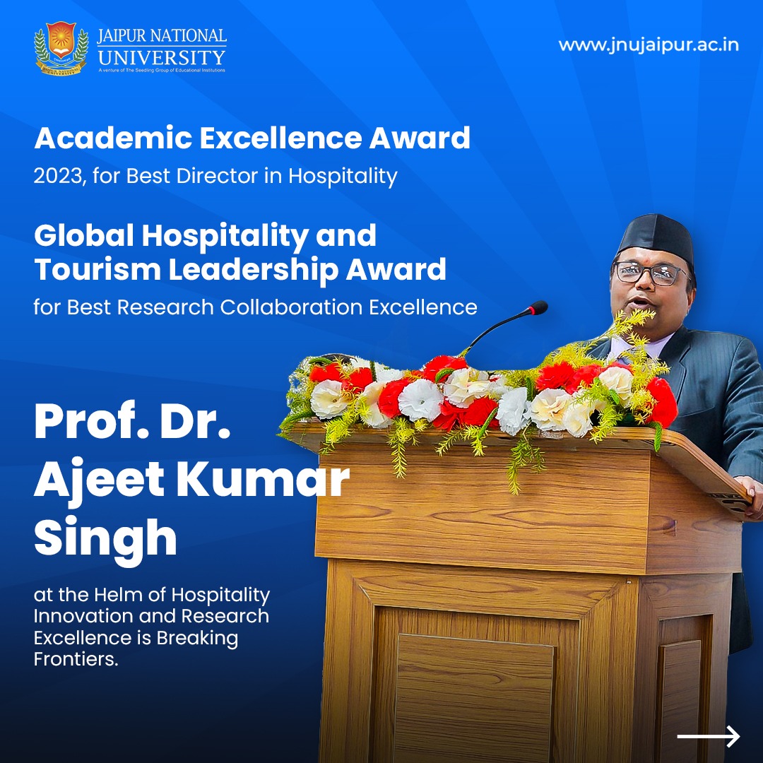 JAIPURJNU's tweet photo. A Moment of Pride! A big 'Thank You' to Shri Balbhadra Singh Negi Education Society by IHMS Kotdwar, Uttrakhand, for honouring JNU’s HMCT department with prestigious awards.
#HMCT #HotelManagement #Proud #Award #JNUJaipur https://t.co/UIbuxsFx0P