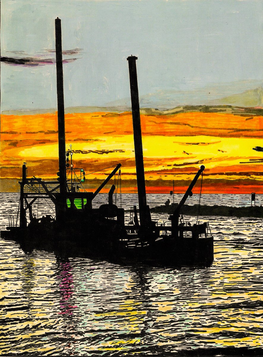 'Dredging my Past - Black Poles in the Sunset'

is my #endofyear #print for #2023 

The #setting is the mouth of #pattersonriver in #carrum 

#dredger #sunset #portphillipbay #bunurongcountry