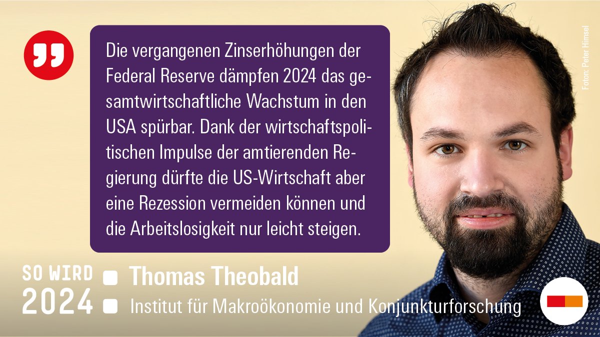 Kommt es im Wahljahr zu einer Wachstumsabschwächung in den USA, Thomas Theobald? Die Wirtschaftsprognosen unserer @IMKFlash -Expert:innen für #2024 : imk-boeckler.de/de/so-wird-202… #Sowird2024 #IMK