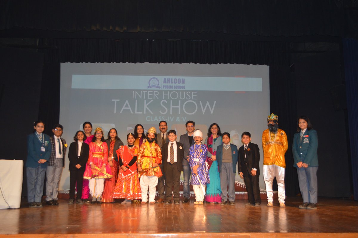 parulshar1984's tweet photo. The Preparatory Wing of Ahlcon Public School conducted an exciting Talk Show Competition for classes 4 and 5. Here children of each house enacted a talk show with the warrior kings of India. @Ahlconpublic1 @seemasoniaps @Dir_Education @MamthaSays @PublicAhlcon @ashokkp https://t.co/DQKGlMOUY3