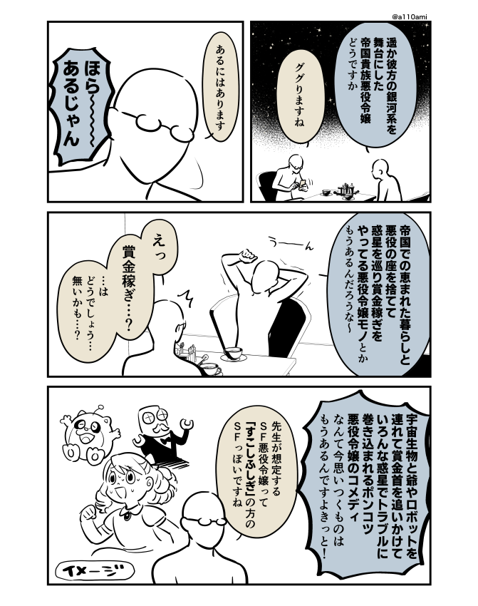 新連載を考える漫画家と編集のオリジナル漫画(のネーム )  悪役令嬢編(3/3)