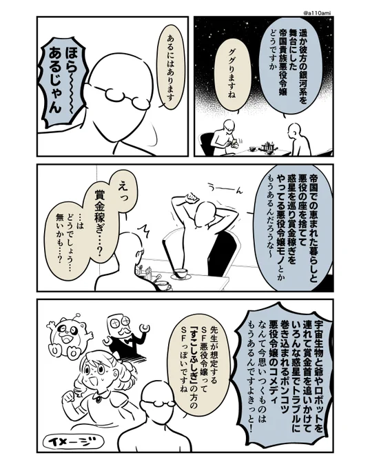 新連載を考える漫画家と編集のオリジナル漫画(のネーム )  悪役令嬢編(3/3)