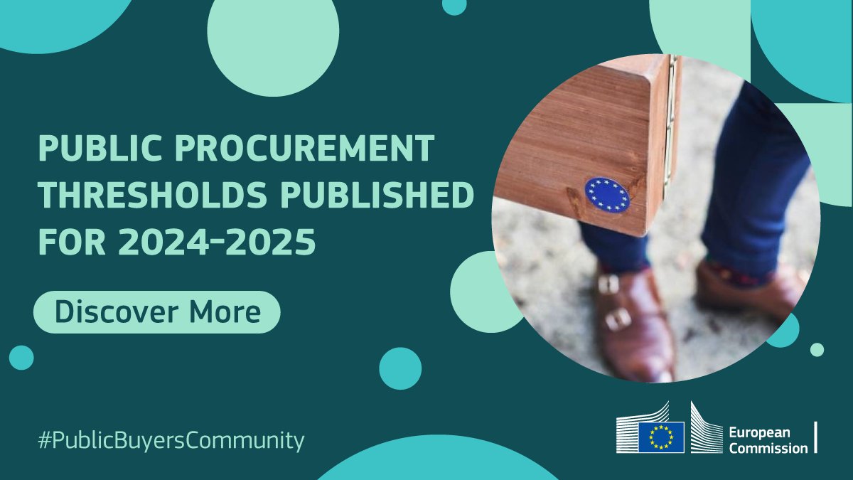 📢Attention public procurement professionals. The EU has updated its procurement thresholds for 2024-2025. 🗓️Effective from 1 January 2024, these changes align with international guidelines. Stay in the know with the #PublicBuyersCommunity newsletter👉europa.eu/!pcDPx3