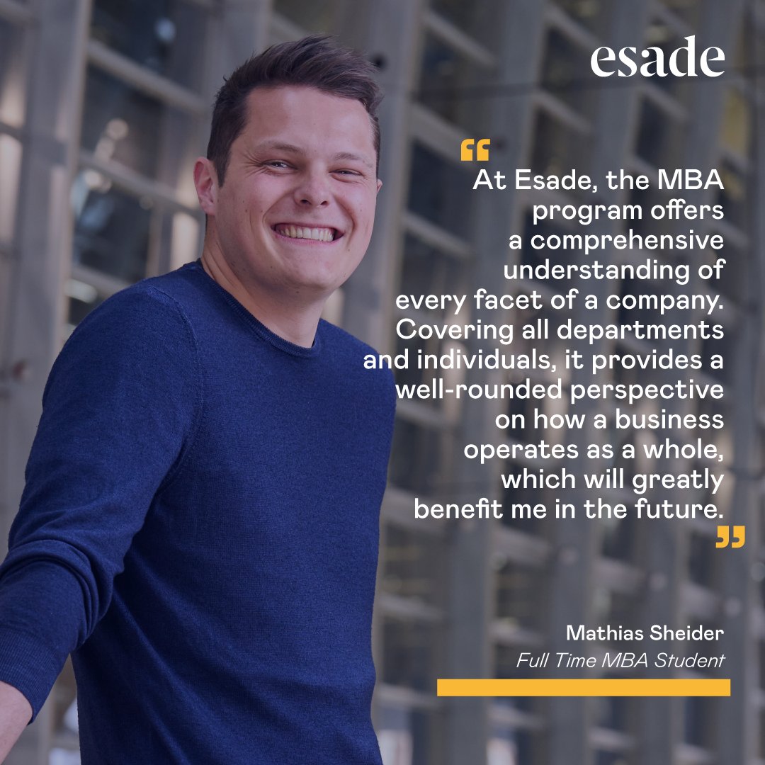 Why did our #theEsadeMBA students choose Esade? These testimonials provide a varied perspective of the #EsadeFamily spirit – diverse, inspiring and transformative. 🙌