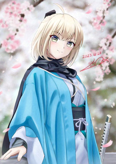 冬コミの新刊から、コスプレお写真イラスト化のご紹介第三弾!🐿️ しゃけいくらさん(@shakeikurand)の沖田さんのお写真をイラスト化させていただきました!⚔️ 沖田さんといえば桜ということで、桜を加えた一枚に仕立ててみました!🌸 photo📷:さざびいさん(@SazabyK) #すぺありぶ・どらごん