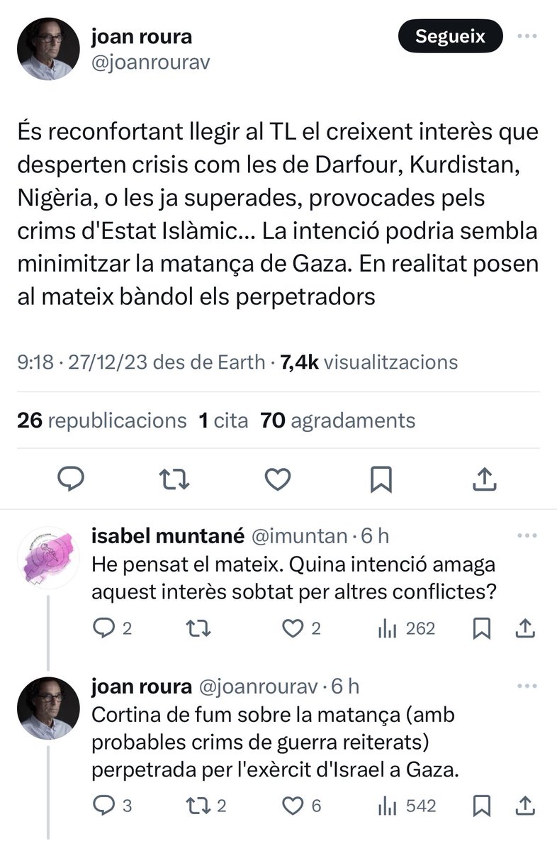 MRSHL0's tweet photo. Molt fort.

Aquests "periodistes" de TV3 insinuen que els recents atemptats i massacres a Kurdistan o Nigèria, on han mort centenars de persones, no s'havien d'explicar a les notícies perquè segons ells són "una cortina de fum"

Insinuar això, a més de ser mesquí, és denunciable. https://t.co/knFmZOnwXR