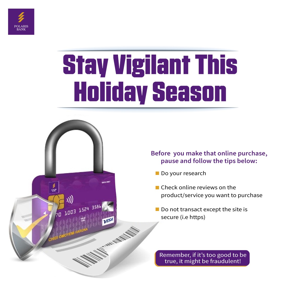 PolarisBankLtd's tweet photo. Don't let fraudsters sneak in. Stay vigilant, protect your personal details, and be wise with your ATM cards online. Your security is non-negotiable!
#StaySafe
#OnlineSecurity
#FraudPrevention
#VULTeMagic
#PolarisBank
#DigitalBankOfTheYear
#VULTe
#VULTeIsTheAnswer
#VULTeIT
#VULTeForBusiness