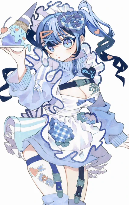 青色ジャージメイドちゃん #コピック