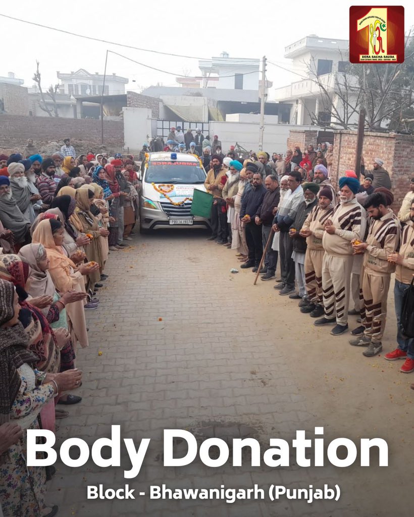 DSSNewsUpdates's tweet photo. Dera Sacha Sauda volunteer from Bhawanigarh, Punjab has bequeathed their mortal remains for medical research. Their spirit of service transcends life itself, enlightening paths of knowledge and healing. #BodyDonation #MedicalResearch #DeraSachaSauda https://t.co/oMxrcxf6Wv