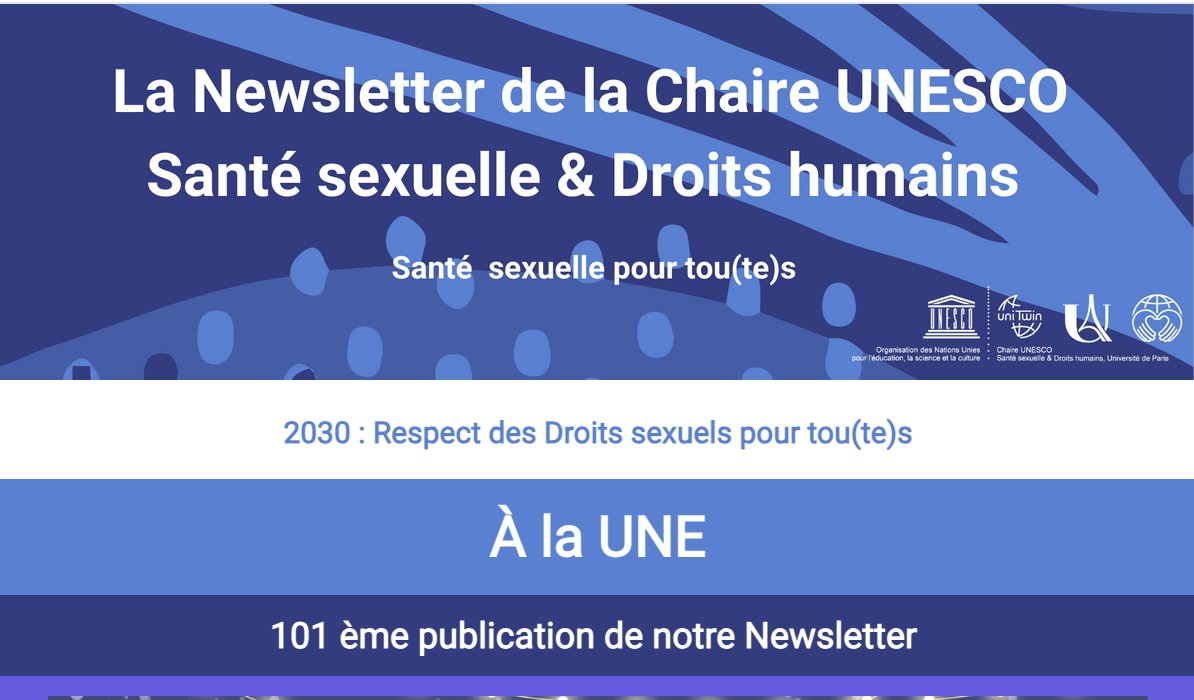 📬 A lire cette semaine | La NEWSLETTER N°101 Chaire UNESCO Santé Sexuelle &amp; Droits humains

 🌐 Découvrez des contenus exclusifs, une sélection de livres pour parler de sexualité avec ses enfants, le planning 2024 des formations COM’Santé Sexuelle

 👉 urlr.me/ZB8q4