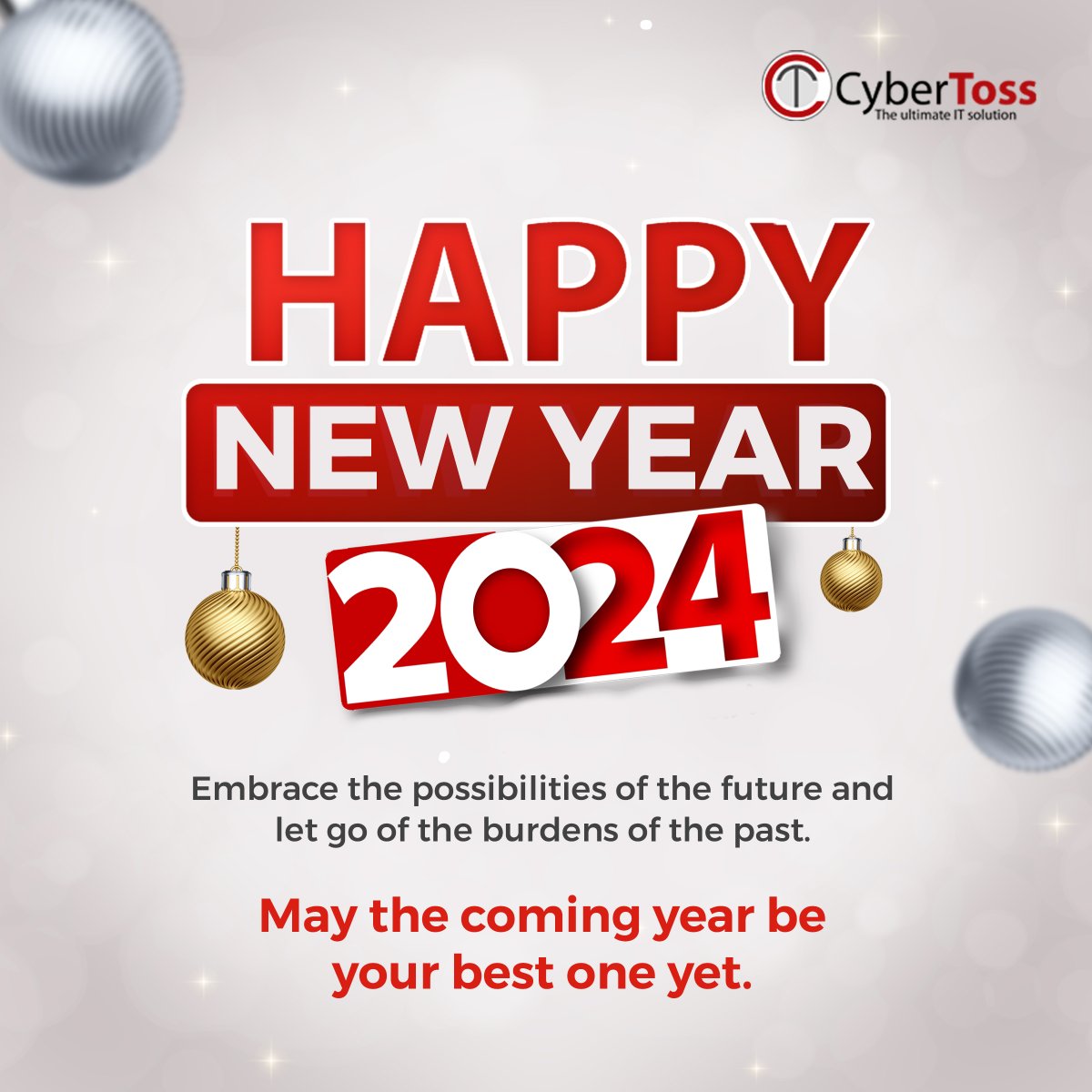 Cybertoss_Info's tweet photo. Let new beginnings signify new chapters filled with pages of happiness and fulfillment, written by the ink of hard work and commitment. 

CyberToss wishes you a very Happy New Year! 
Have a blessed year ahead!

#cybertossteam #service #cybertoss #newyears #happynewyear #party https://t.co/jjYtSaazt6