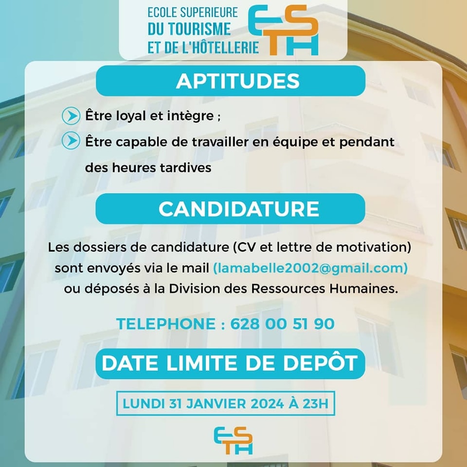 etudiantguineen's tweet photo. Recrutement à l'ESTH :
#Guinee #etudiantguineen #ESTH https://t.co/3WJRAMyvC1