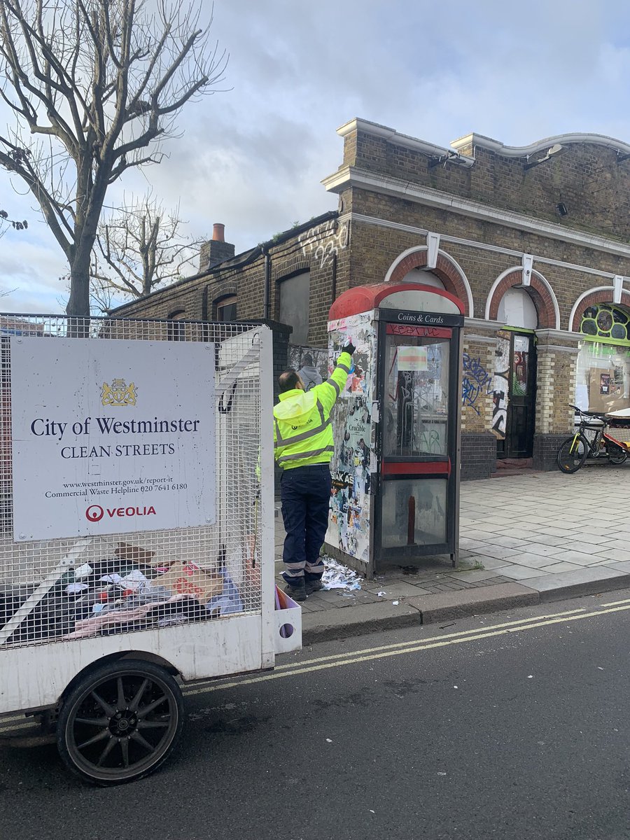 MuradQureshiLDN's tweet photo. Great to see @VeoliaUK removing the bill posters on telephone kiosks along Great Western Rd,W11 but doesn’t the kiosk need removing as well - it hardly gets used now! @bt_uk @CityWestminster #streetclutter https://t.co/OeeyGRZ1qR