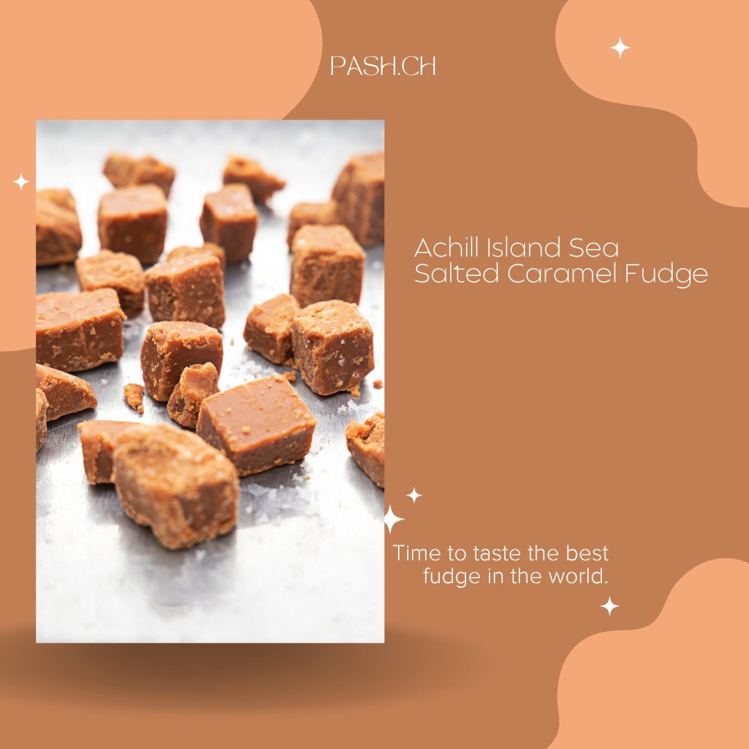 🍬🌍 Time to try the World's Best Fudge. Achill Island Sea Salted Caramel Fudge, now available at pash.ch, promises a taste experience like no other. 🌍 #pashch #saltedcaramel #achillislandseasalt #ireland #schweiz #AchillIslandFudge #EverydayMagic