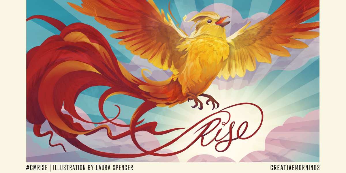 January’s theme is RISE. It was chosen by our Tampa Bay chapter and illustrated by Miss Crit. creativemornings.com/blog/january-t… Make your spirits rise with this month’s hashtag: #CMrise