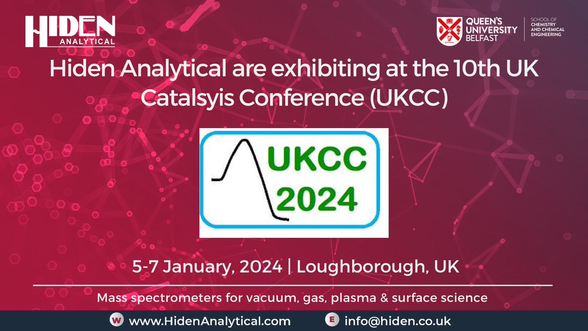 HidenAnalytical's tweet photo. 🌟 Exciting Announcement! 🌟

🔬 Hiden Analytical will showcase at the 10th UK Catalysis Conference (UKCC)!

🗓️ Jan 5-7, 2024
📍 Loughborough, UK

🎙️ Join us for an insightful experience as we delve into the latest developments in catalysis

#UKCC2024 #CatalysisConference https://t.co/Yq06ApOyHS