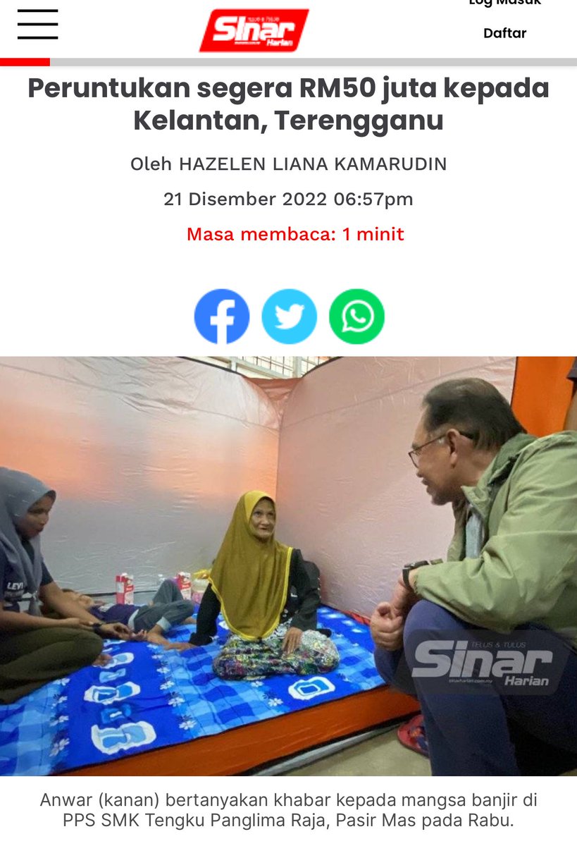 DSSIComms's tweet photo. 2022 : RM50juta peruntukan segera kepada Kelantan &amp; Terengganu

2023 : RM50juta mangsa banjir di Kelantan

Lupakan perbezaan fikrah. Kemanusiaan merentasi perbedaan politik.

Kita doakan sama-sama negeri Kelantan pulih dan bangun semula dari ujian ini. 🇲🇾 https://t.co/TfCELra35o