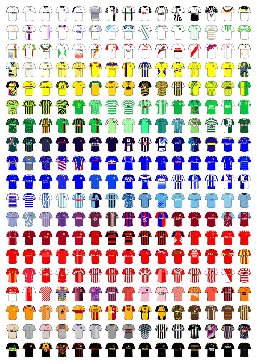 Are there any shirts you don't recognise on the Giant Football Shirt Colour Chart?