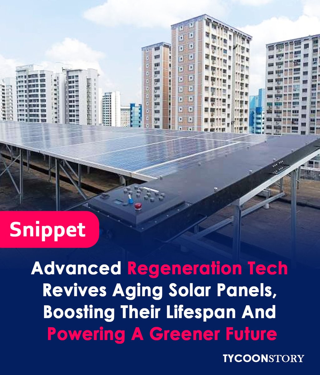 TycoonStoryCo's tweet image. Regenerative tech revives aging solar panels, boosting their lifespan and powering a greener future
#recyclingsolutions #EtaVolt #technicalinformation #recyclingsolarpanels #electricity #profitablebusiness #newtechnology #recyclingtool #solarindustry #renewableenergy #solarcells