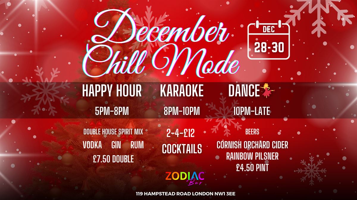 December Chill Mode Post-Christmas blues? Don't worry, @zodiacbarlondon open as usual this week with Happy Hour from 5-8pm! Sing those blues away with a Karaoke sesh from 8-10pm before the music takes over. zodiacbar.co.uk/whats-on.html