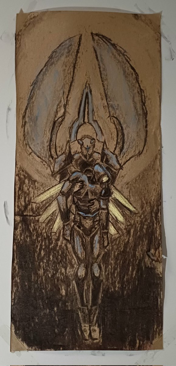 Noticed I haven't posted it here so here you go charcoal drawing of Gabriel and V1
#ULTRAKILL