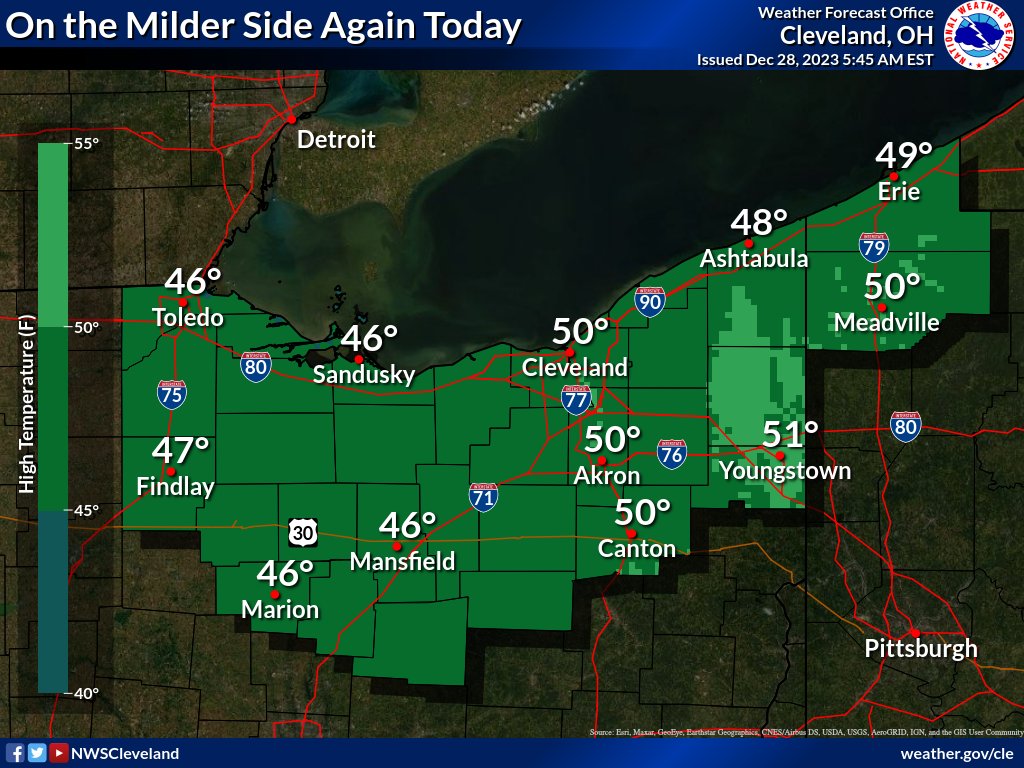 Visibilities are improving somewhat across the region, particularly where showers are occurring, but areas of dense fog are still possible this morning. Temperatures remain un-December like, generally from the mid 40s to lower 50s today.  #ohwx #pawx