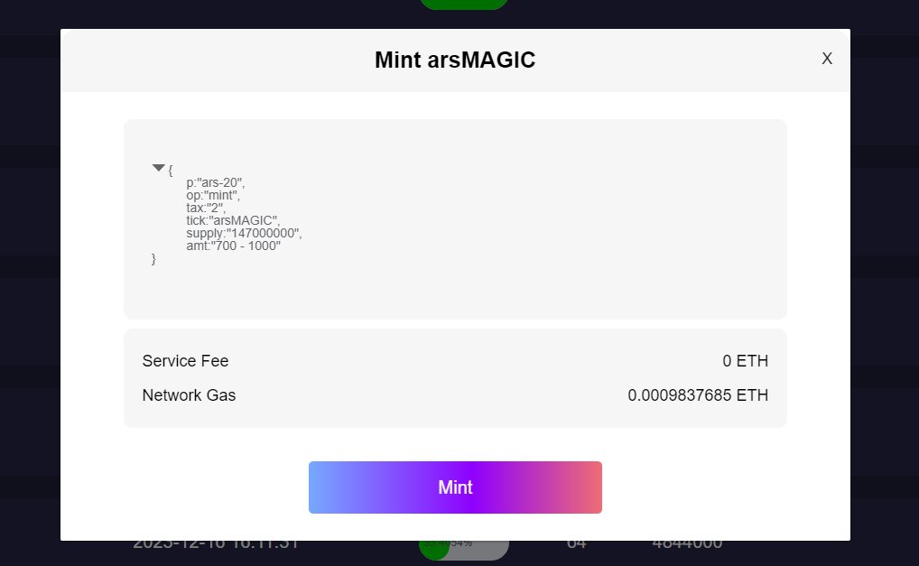 thehdr_btc's tweet photo. Mint fee = 0 eth 🔥
#arsMAGIC $ARS #BRC20 #Ordinals #ARB #Inscriptions #Arbitrum #Arscription https://t.co/pYOz0V42dp