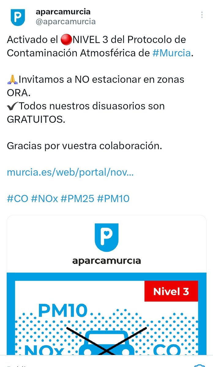 GinesRuizMacia's tweet photo. ¿Qué es eso de "invitamos a no estacionar en zona ORA"??!! Pero alguien se va a tomar en serio el hecho de que estemos respirando un aire nocivo para la salud??!! https://t.co/HnoEFihXbH