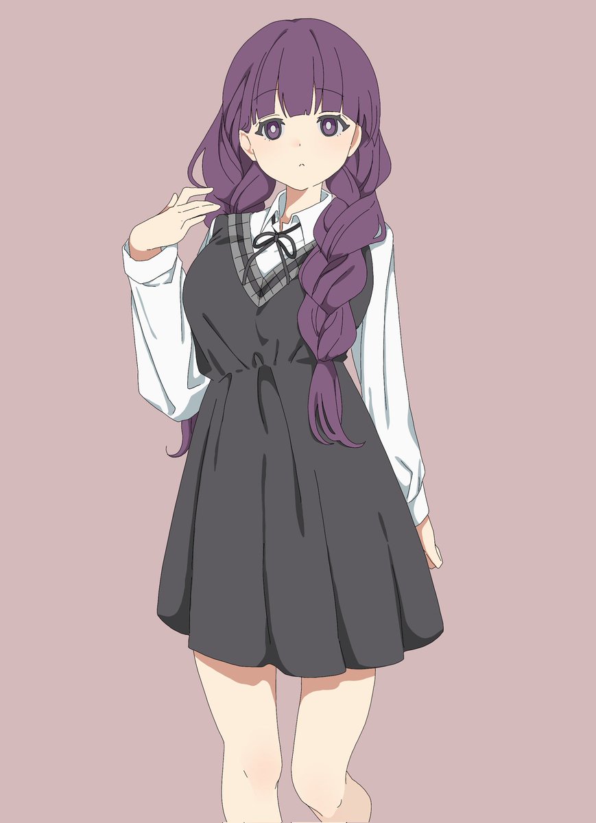 fern (sousou no frieren) 1girl solo purple hair braid bright pupils white pupils dress  illustration images