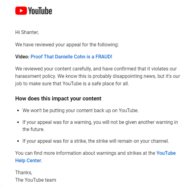 Shanterlol's tweet photo. Youtube so weak, I'm taking these strikedowns so often now for 3 year old videos.. joke https://t.co/NxtAd4hpJf