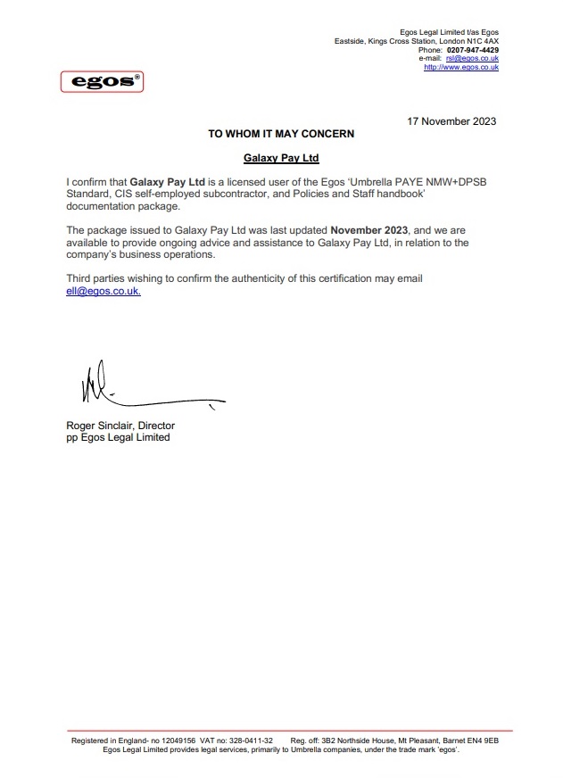 We are proud to be able to offer the 'Not Quite Over Arching Employment Contract' (nqOAEC) AKA, 'The Harpers' update. Limits exposure for employees, recruitment agencies and umbrella companies.

For more information contact us directly on info@galaxypay.co.uk.
#Compliance #HMRC