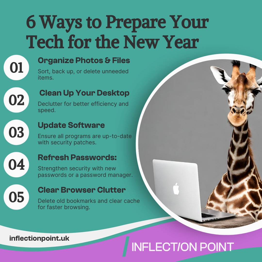 inflection_msp's tweet image. Time for a tech cleanup! Start the new year off right with a few quick tips: clean up your desktop, install those updates... A bit of digital housekeeping can lead to peace of mind. Need help? Inflection Point is here to assist with all your IT needs.
#TechCleanup  #ITSupport
