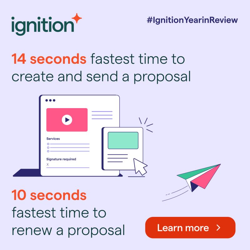 ignitionapp's tweet photo. In 2023, 14 seconds was the fastest time it took to create & send a proposal, which is faster than the time you've spent scrolling #TaxTwitter today.
Using our new renewals feature? It took just 10 seconds for some practices to re-engage clients.
#IgnitionYearinReview ⬇️